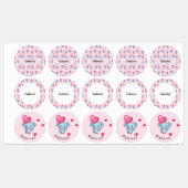 かわいいゾウのピンクのパターン ラベル (シート)