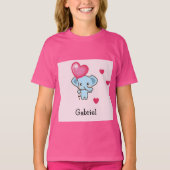 かわいいゾウのピンクのパターン Tシャツ (正面)