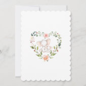 かわいいゾウのピンクの花の女の子のベビーシャワー 招待状 (裏面)