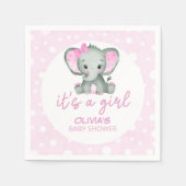 かわいいゾウのピンク女の子の赤ちゃんシャワー スタンダードカクテルナプキン (正面)