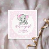 かわいいゾウのピンク女の子の赤ちゃんシャワー スタンダードカクテルナプキン