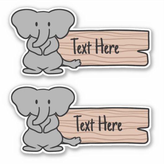 かわいいゾウのラベル シール (正面)