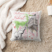 かわいいゾウのロミオとジュリエットのロマンチックなラブネーム クッション (ブランケット)