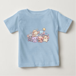 かわいいゾウの友達 キッズTシャツ ベビーTシャツ