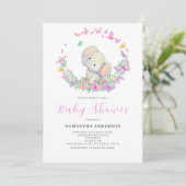 かわいいゾウの女の子のベビーシャワー 招待状 (スタンド正面)
