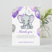 かわいいゾウの女の子バルーン サンキューカード (スタンド正面)