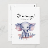 かわいいゾウの水彩妊娠の発表 ポストカード (正面/裏面)