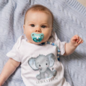 かわいいゾウの水彩男の赤ちゃん ベビーボディスーツ