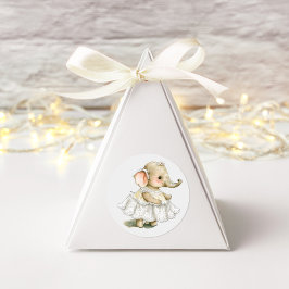 かわいいゾウの水彩画 スクエアシール