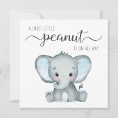 かわいいゾウの水彩 赤ちゃん男の子カップルシャワー 招待状 (正面)