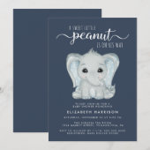 かわいいゾウの水彩 赤ちゃん男の子 シャワー 招待状 (正面/裏面)