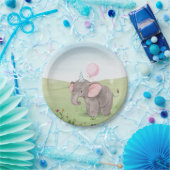 かわいいゾウの水色 ペーパープレート (パーティー)