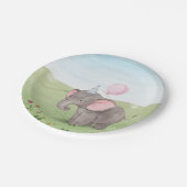 かわいいゾウの水色 ペーパープレート (アングル)