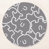 かわいいゾウの灰色と白のコースター ラウンドペーパーコースター (正面)