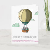 かわいいゾウの熱気球グッドラックお別れカード カード (正面)