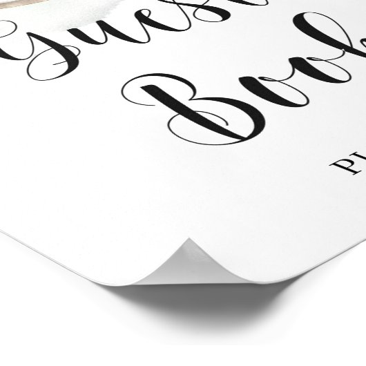 かわいいゾウの緑のユーカリのゲストブックサイン ポスター (角)