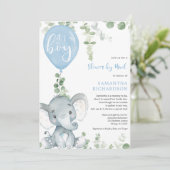 かわいいゾウの緑の少年が郵便でシャワーを浴びる 招待状 (スタンド正面)