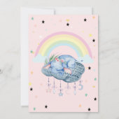 かわいいゾウの虹の星の誕生日 招待状 (裏面)