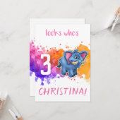 かわいいゾウの誕生日カード 紫 カード (正面/裏面インサイチュ)