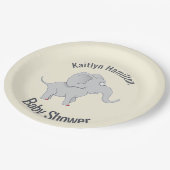 かわいいゾウの赤ちゃんシャワーパキデーム ペーパープレート (アングル)