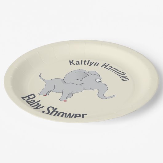 かわいいゾウの赤ちゃんシャワーパキデーム ペーパープレート (アングル)