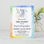 かわいいゾウの赤ちゃん クマのベビーシャワー 子供 男の子 招待状 (スタンド正面)