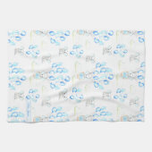 かわいいゾウの風船と雲の男の赤ちゃん キッチンタオル (横)