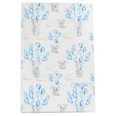 かわいいゾウの風船と雲の男の赤ちゃん ミディアムペーパーバッグ (正面)