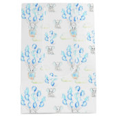 かわいいゾウの風船と雲の男の赤ちゃん ミディアムペーパーバッグ (裏面)