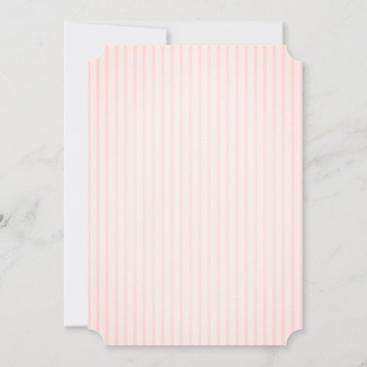 かわいいゾウの風船 ピンクのストライプ ベビーシャワー 招待状 (裏面)