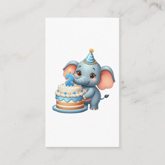 かわいいゾウの2歳の誕生日 エンクロージャーカード (正面)