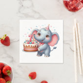 かわいいゾウの7歳の誕生日 スタンダードカクテルナプキン (インサイチュ)