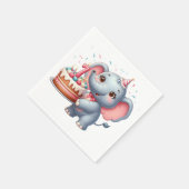 かわいいゾウの7歳の誕生日 スタンダードカクテルナプキン (角)