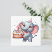 かわいいゾウの7歳の誕生日 招待状 (スタンド正面)