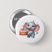 かわいいゾウの7歳の誕生日 缶バッジ (正面&裏面)