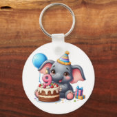 かわいいゾウの9歳の誕生日 キーホルダー (正面)