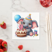 かわいいゾウの9歳の誕生日 スタンダードカクテルナプキン (インサイチュ)