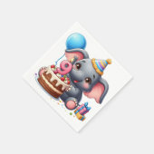 かわいいゾウの9歳の誕生日 スタンダードカクテルナプキン (角)