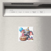 かわいいゾウの9歳の誕生日 マグネット (インサイチュ (食洗機))