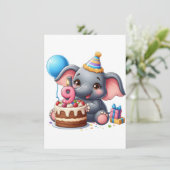 かわいいゾウの9歳の誕生日 招待状 (スタンド正面)