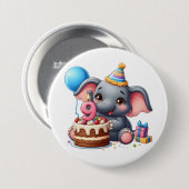 かわいいゾウの9歳の誕生日 缶バッジ (正面&裏面)