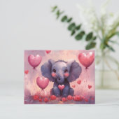 かわいいゾウふくらはぎハートバルーン ポストカード (スタンド正面)