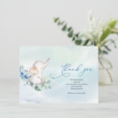 かわいいゾウほこりっぽい青い花ユーカリ サンキューカード (スタンド正面)