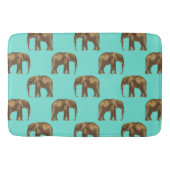 かわいいゾウティール（緑がかった色）とゴールデンブラウン バスマット (正面)