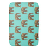 かわいいゾウティール(緑がかった色)とゴールデンブラウン バスマット (正面縦)