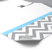 かわいいゾウ山形ライトブルー赤ちゃんシャワー ポスター (角)