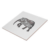 かわいいゾウ幾何学白黒 タイル (側面)