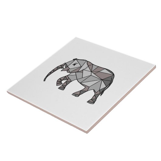 かわいいゾウ幾何学白黒 タイル (側面)