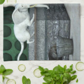 かわいいゾウ猫 キッチンタオル (折り畳み)