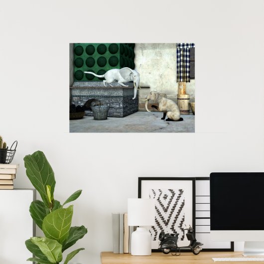 かわいいゾウ猫 ポスター (ホームオフィス)